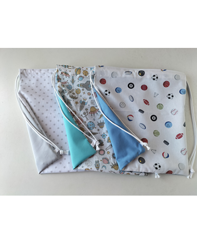 Mochila cuerdas estampada-lisa