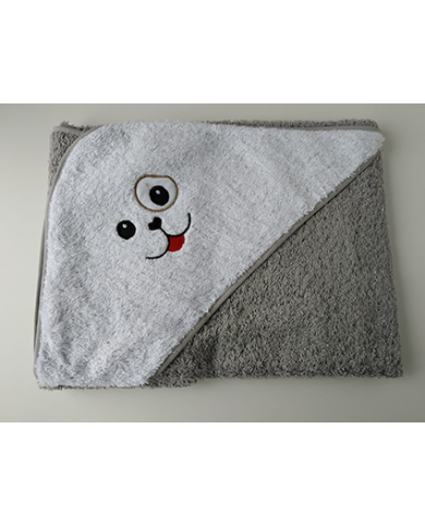 Capa de baño bordada perro