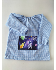 Bata cuello goma bolsillo estampado