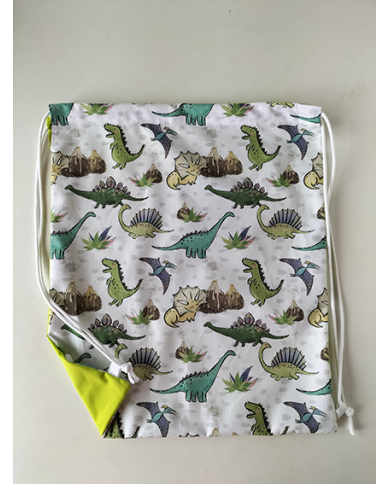 Mochila cuerdas estampada-lisa