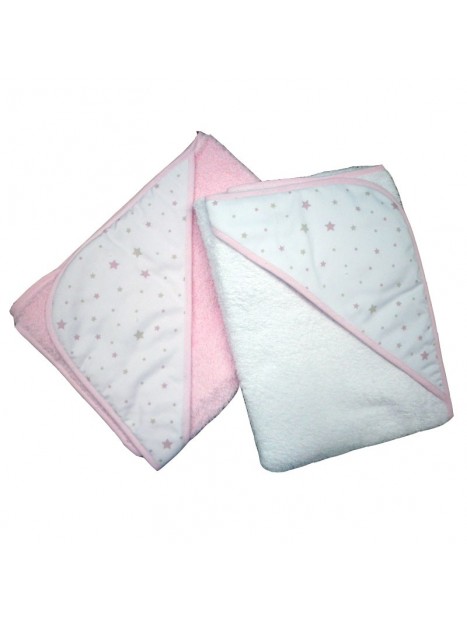 Capa de bany estrelles blau/rosa